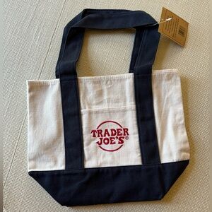 Trader Joe's Canvas Mini Tote Bag. Navy NWT